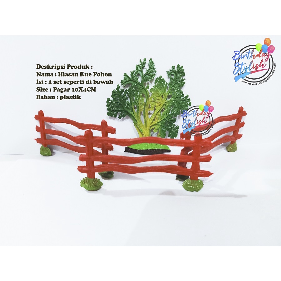Topper Kue Pohon Pagar / Hiasan Kue Pagar + Pohon Plastik