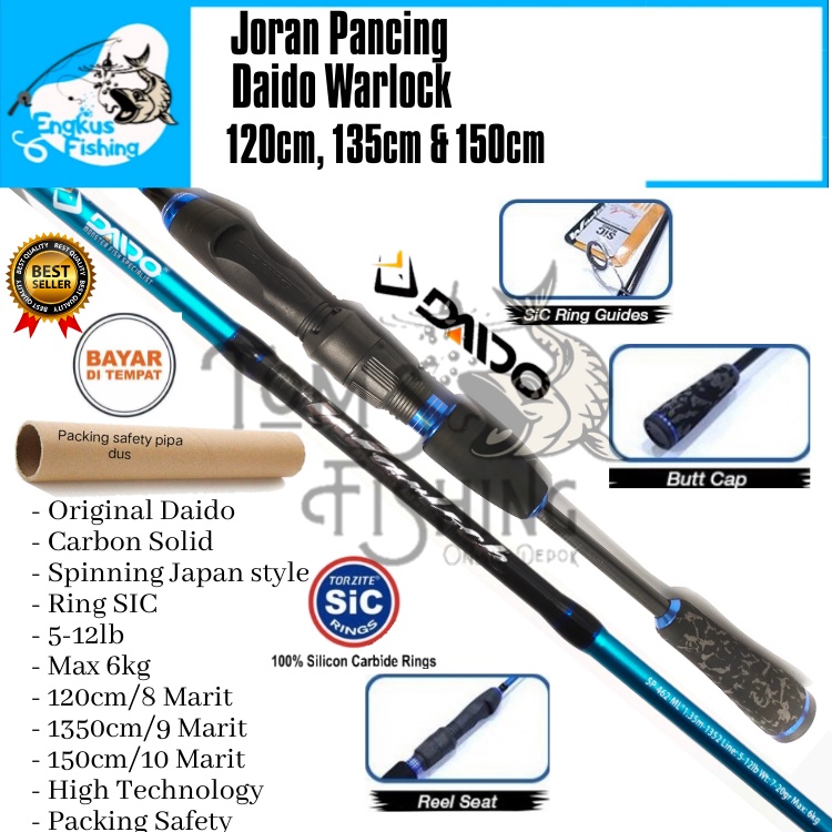 Joran Pancing Daido Warlock 135cm -150cm (5-12lb ) Max 6kg lentur murah - Engkus Fishing