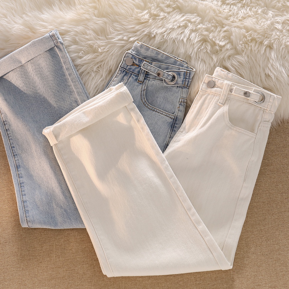 New Warna Krem  Kekinian Highwaist Straight Celana Jeans Wanita Import (realpict)