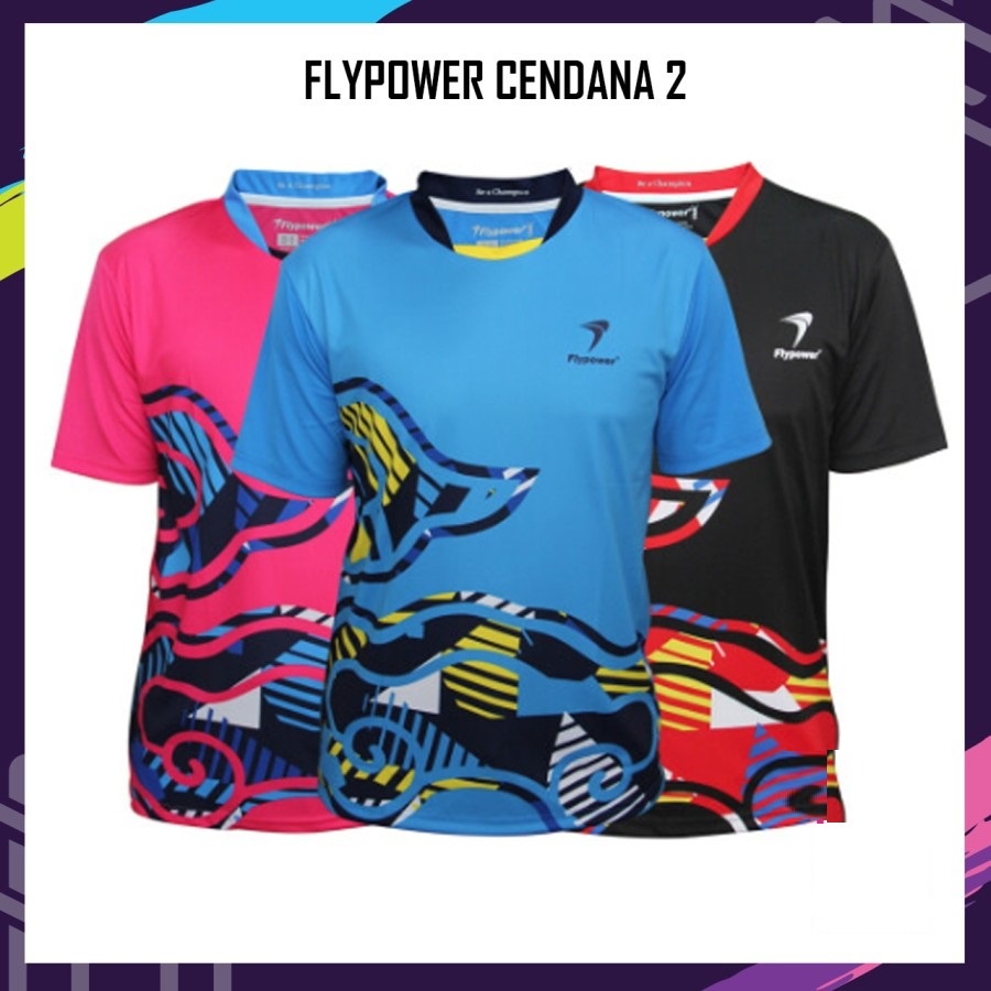 Baju Kaos/Jersey Badminton Original Flypower Cendana 2 - SKY BLUE, M