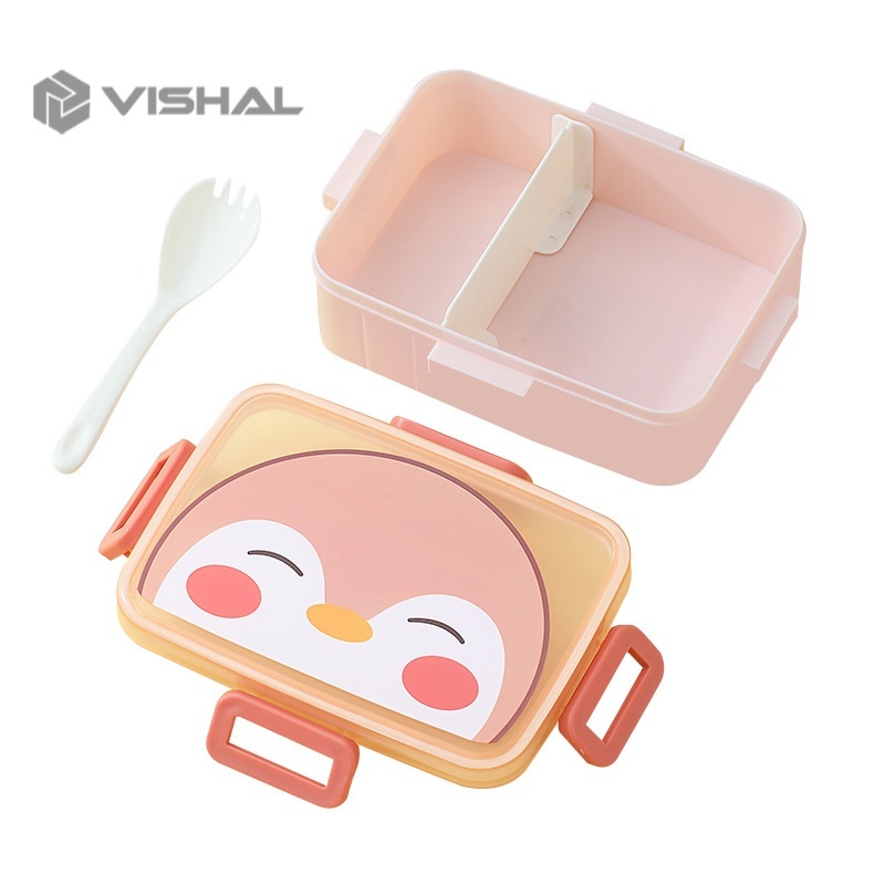 VISHAL Lunch Box PP Jerami Gandum With Karakter Kartun Kotak Bento BPA Free + Sendok