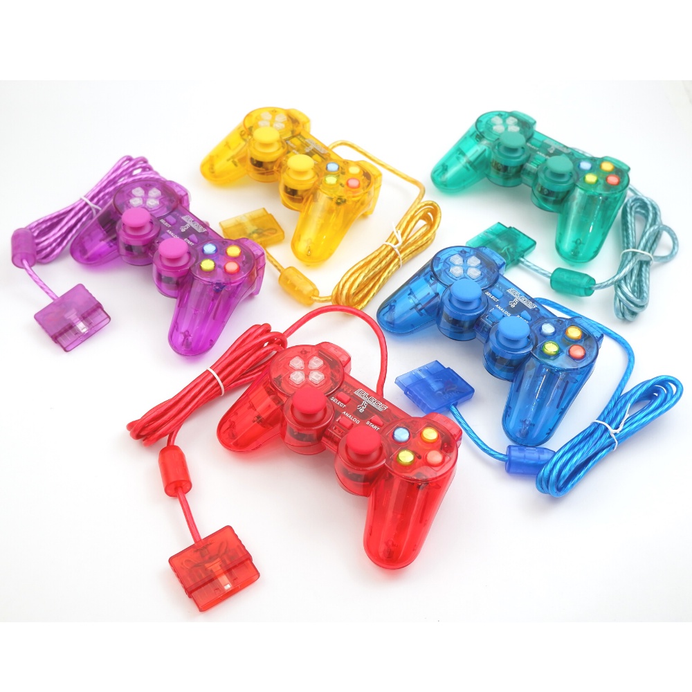 Stick stik ps2 tw kabel serat joystik ps warna - warni transparan lampu