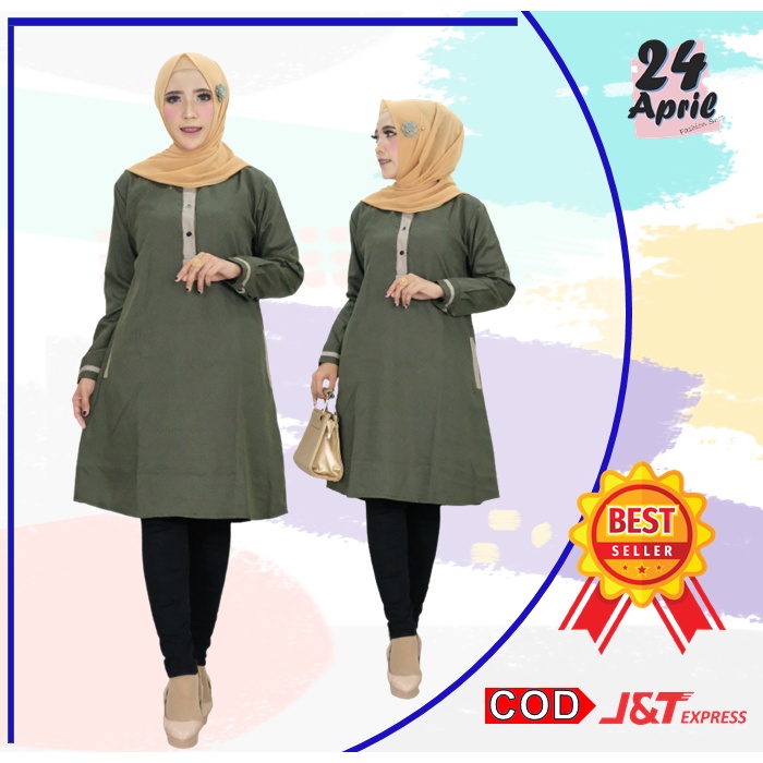 Baju tunik pakaian atasan muslim wanita terbaru muslimah remaja polos/tunik bahan katun toyobo  A4
