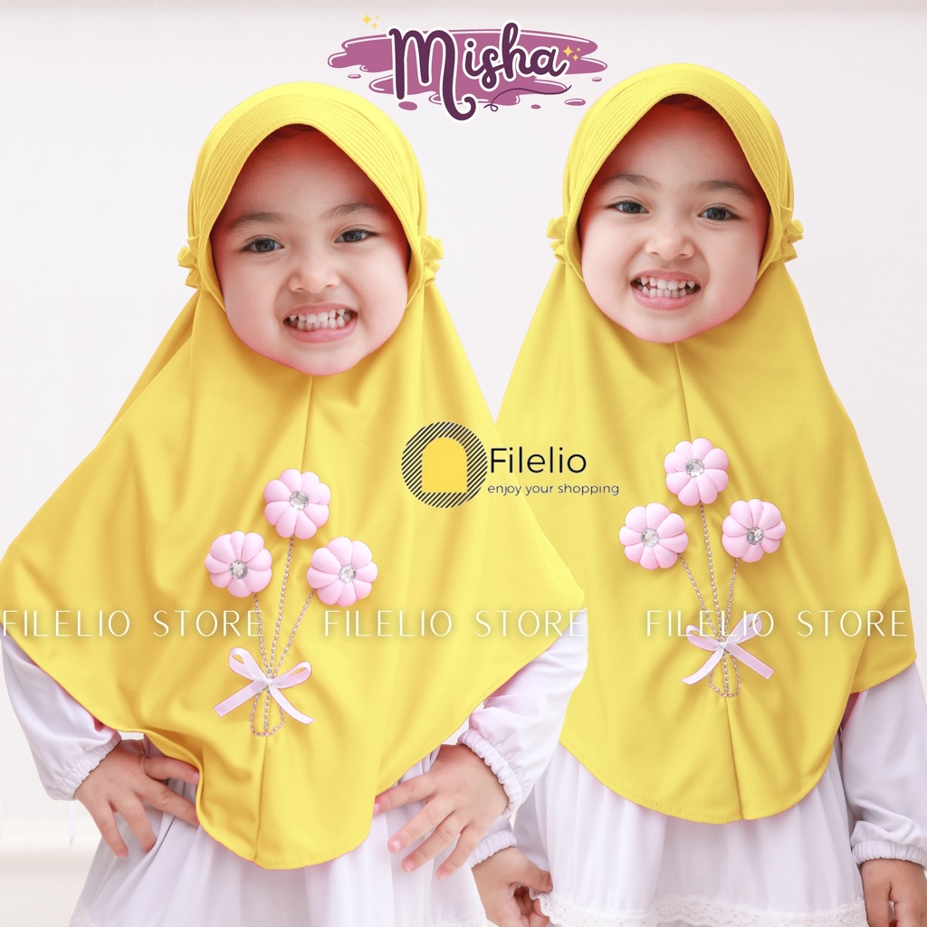 Kerudung Instan Anak Misha Lucu / Jilbab Anak Bunga 3 / Hijab Anak Lucu / Hijab Anak Paud / Kerudung Anak Bergo Murah / Kerudung Instan Anak Permpuan / Bergo Anak TK Jersey / Jilbab Jersey Anak