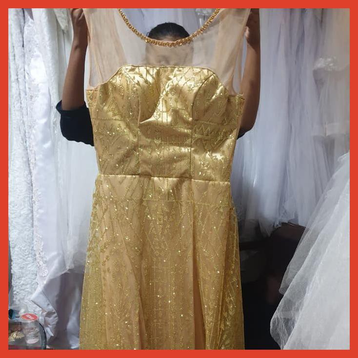 GAUN PESTA GOLD - BRIDESMAID DRESS GOLD - GAUN MAMA - GAUN SANGJIT - SOFT GOLD