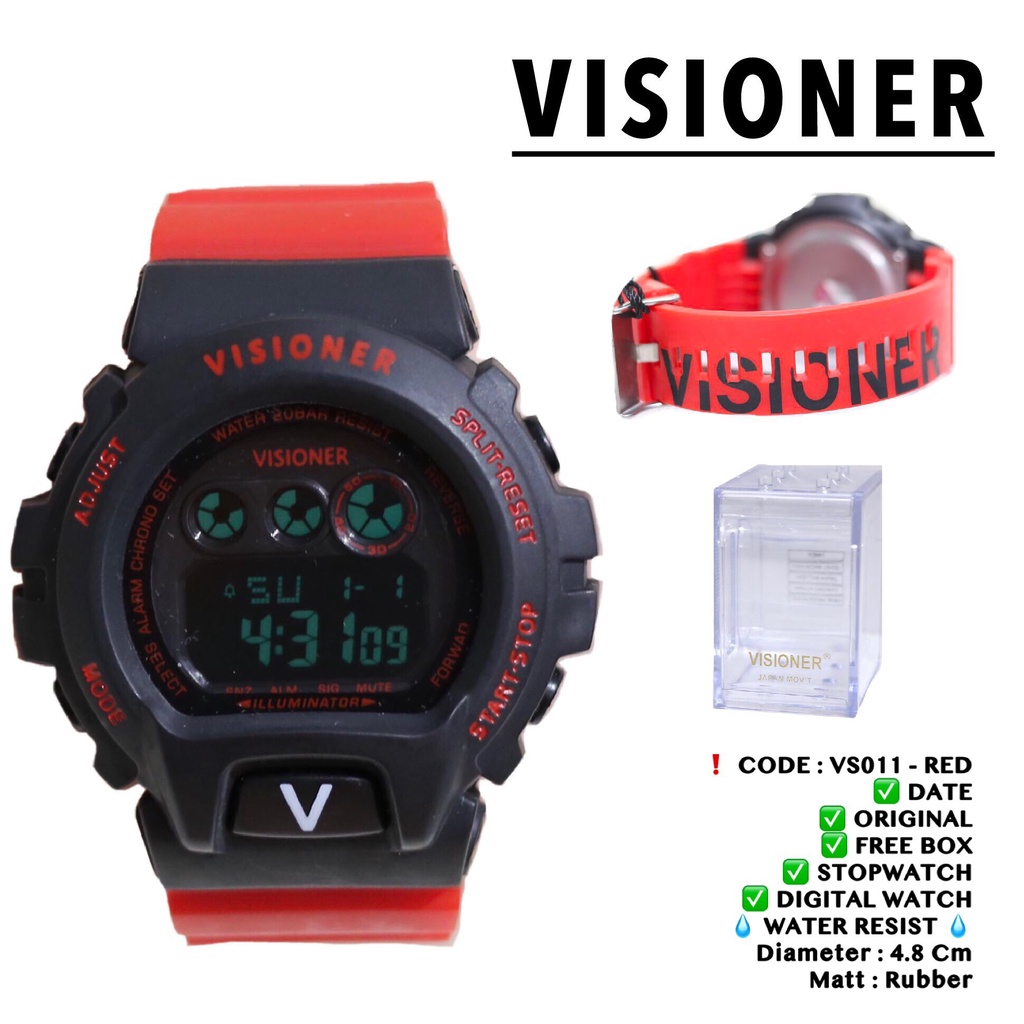 Jam tangan ORIGINAL visioner pria digital free box garansi 1 tahun VS011