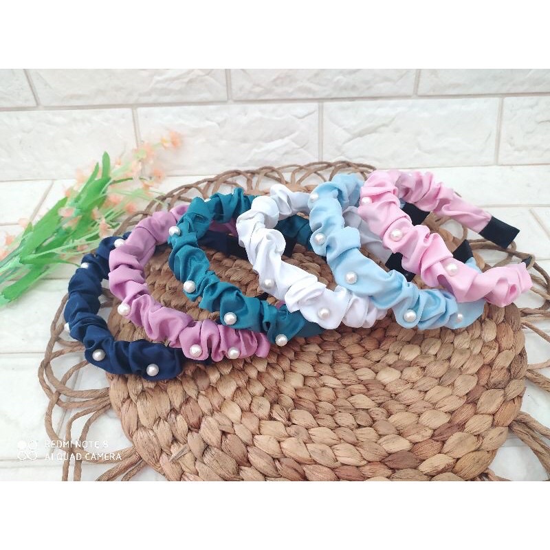 OliveShop ❤️ Bando Pita Serut Kerut Scrunchie Headband