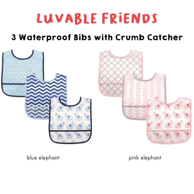 Luvable Friends 3pcs Waterproof Bibs / Bib Plastik Anak