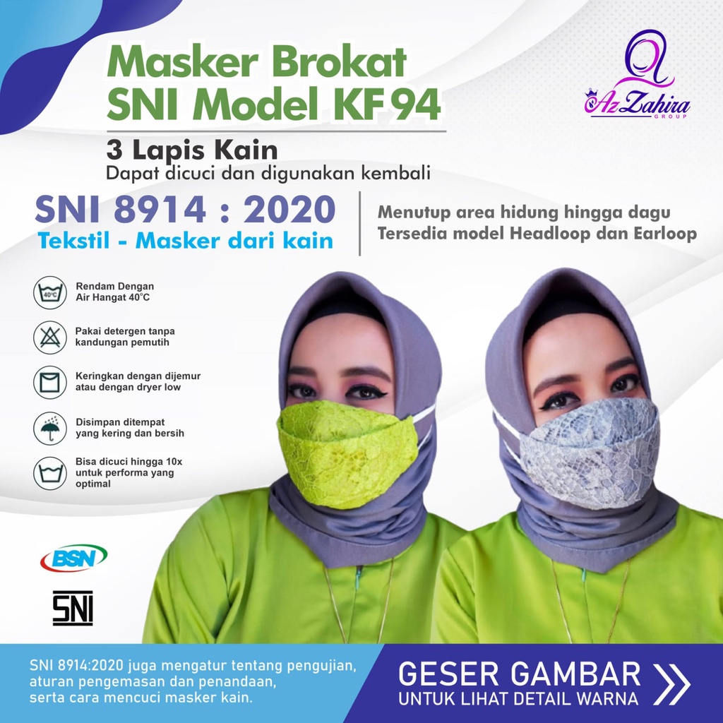 Masker Kain Brokat Standart SNI Model KF 94 Part 2