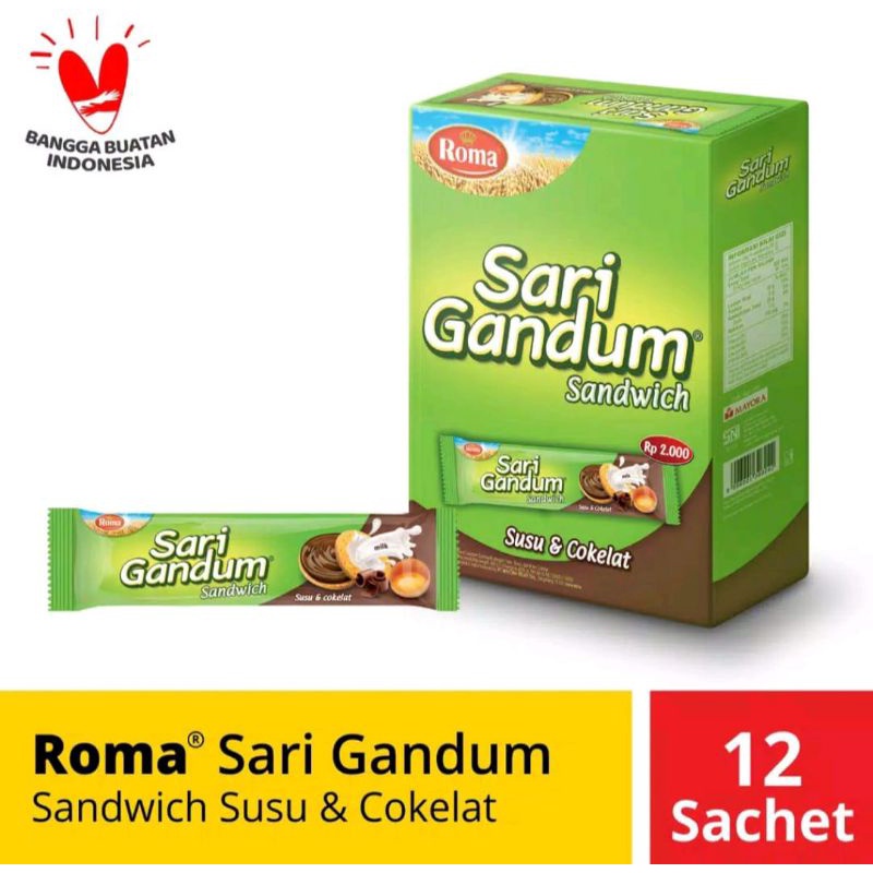 

Roma Sari Gandum Coklat 12 sachet 39 gr