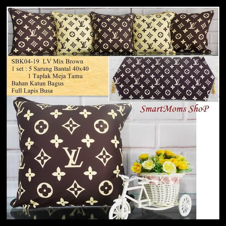 Sarung Bantal Sofa Kursi Katun Minimalis / Sbk Set Lv Mix Brown