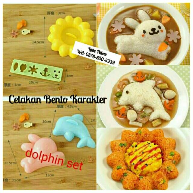 (DOLPHIN) Cetakan Nasi Karakter Set/Rice Mold/Nori Cutter/Nori Puncher/Cetakan Nasi Bento