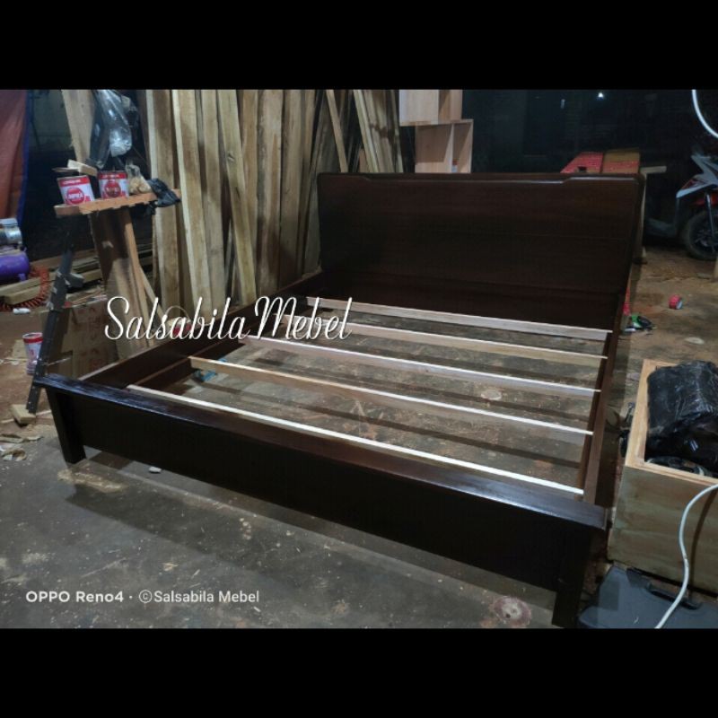 Ranjang kayu jati asli/dipan tempat tidur kayu jati 200x180cm
