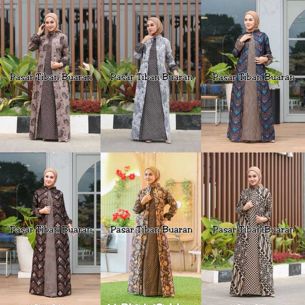 Gamis Batik Modern Pekalongan Jumbo Kombinasi - Gamis - Gamis Jumbo - Baju Gamis Wanita - Gamis Wanita - Gamis Syari - Gamis Modern