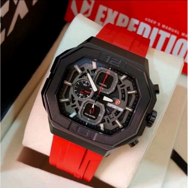Jam Tangan Pria Expedition E6813 Red Rubber Original