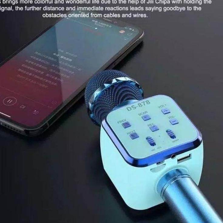 Paling Sesuai.. Mikrofon Bluetooth Karaoke DS878 Microphone Mic Wireless DS-878 Tanpa Kabel Mix KTV