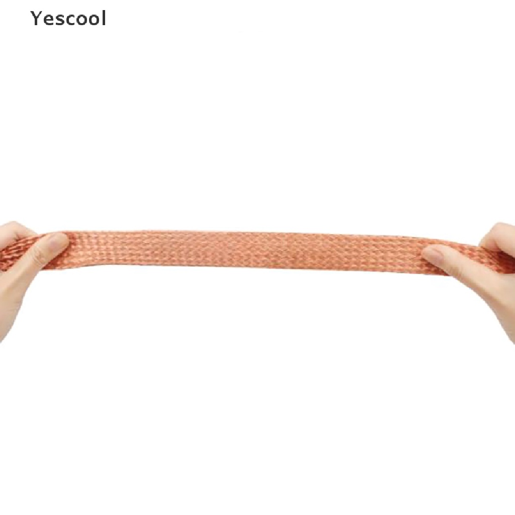 Yescool 1m Flat Pure Copper Braid Cable Bare Copper Braid Wire Ground Lead .