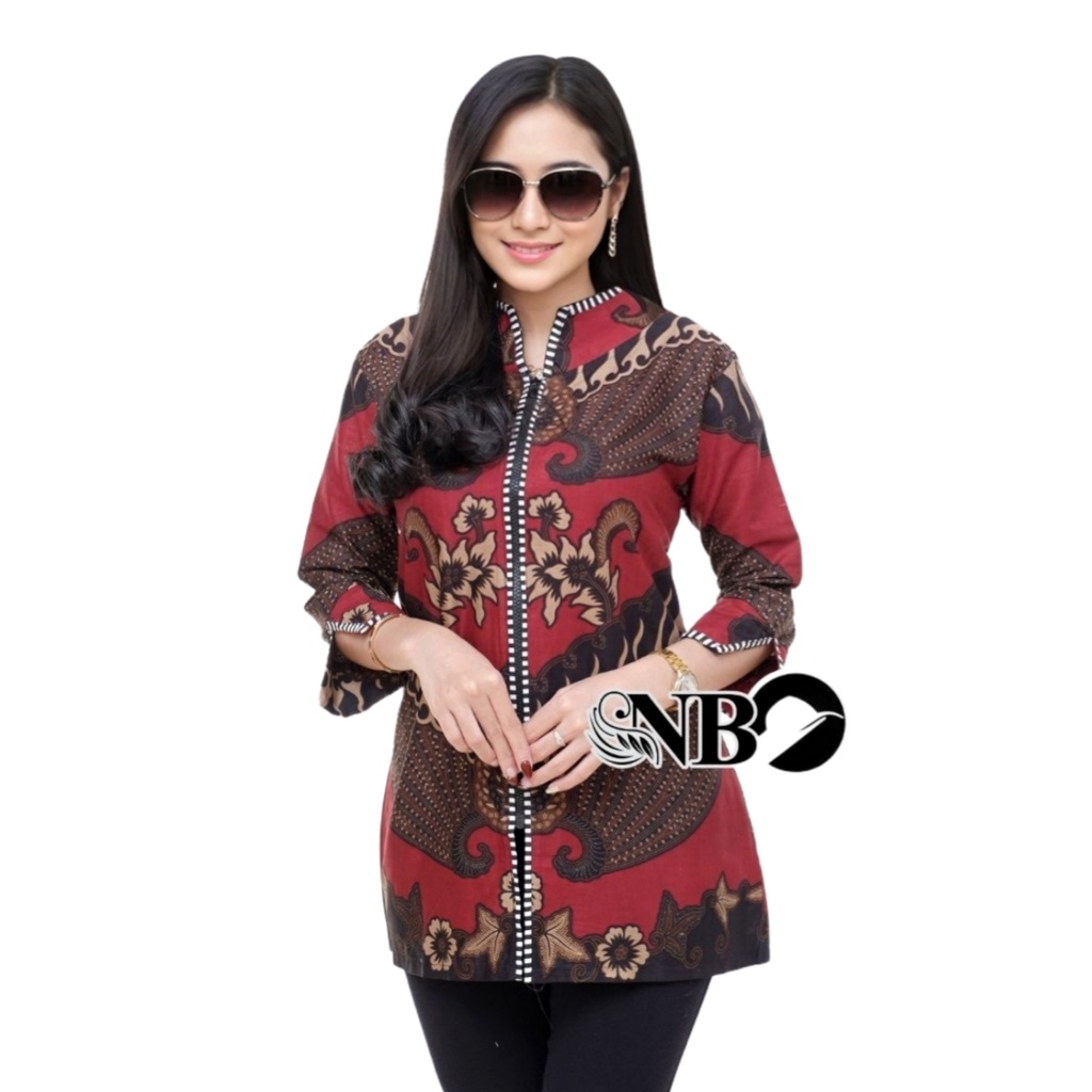 Kenongo BATIK Atasan - BATIK Wanita RISNA HRB026 Blus Batik Exsclusive di kelasnya