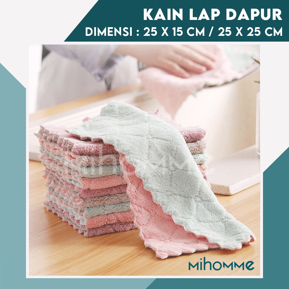 Kain Lap Dapur Microfiber Handuk Tangan Serbet Piring Anti Minyak Serbaguna