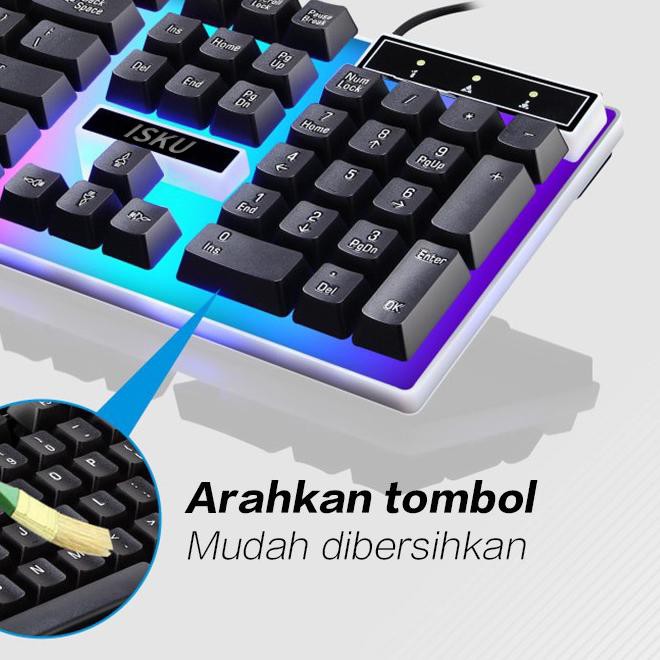 ✸ ISKU mechanical KeyboardMouse Gaming PC Full Set LED RGB Waterproof keyboard komputer For PC Lapto