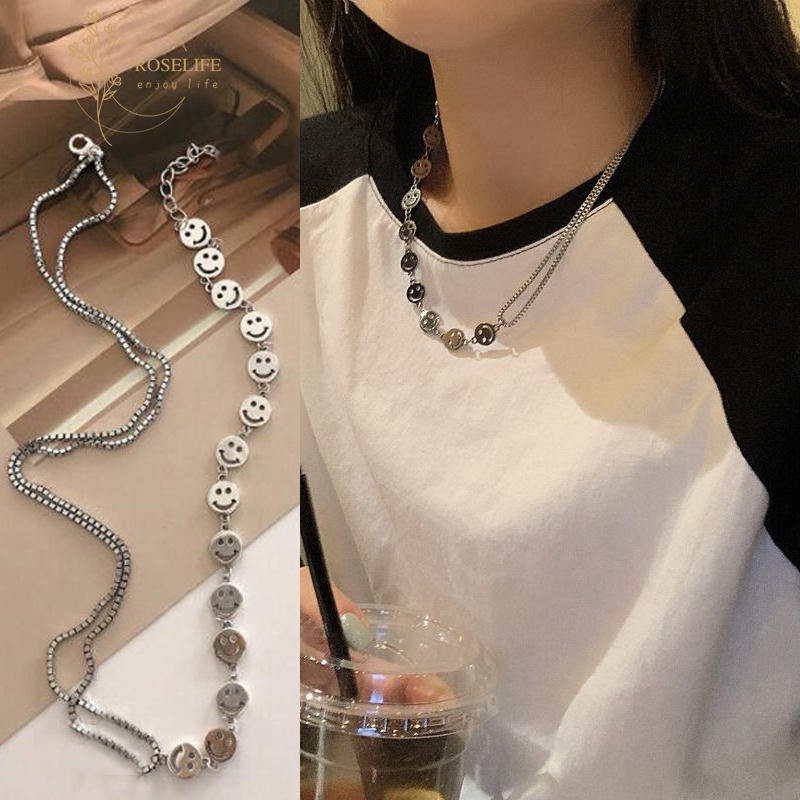 Kalung Rantai Bahan Stainless Steel Warna Silver Gaya Korea Untuk Unisex