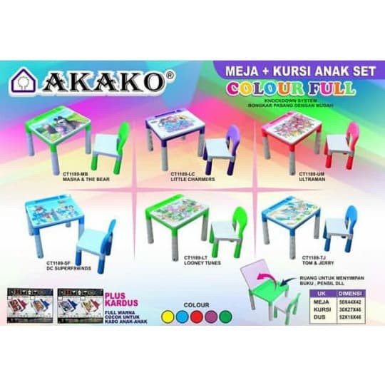 MEJA BELAJAR + KURSI ANAK SET AKAKO