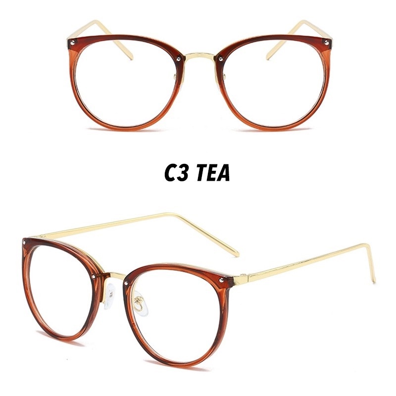 (YUZHU) Bayar di Tempat Korean Design Retro Mata Kucing Wanita Kacamata Eyeglasses