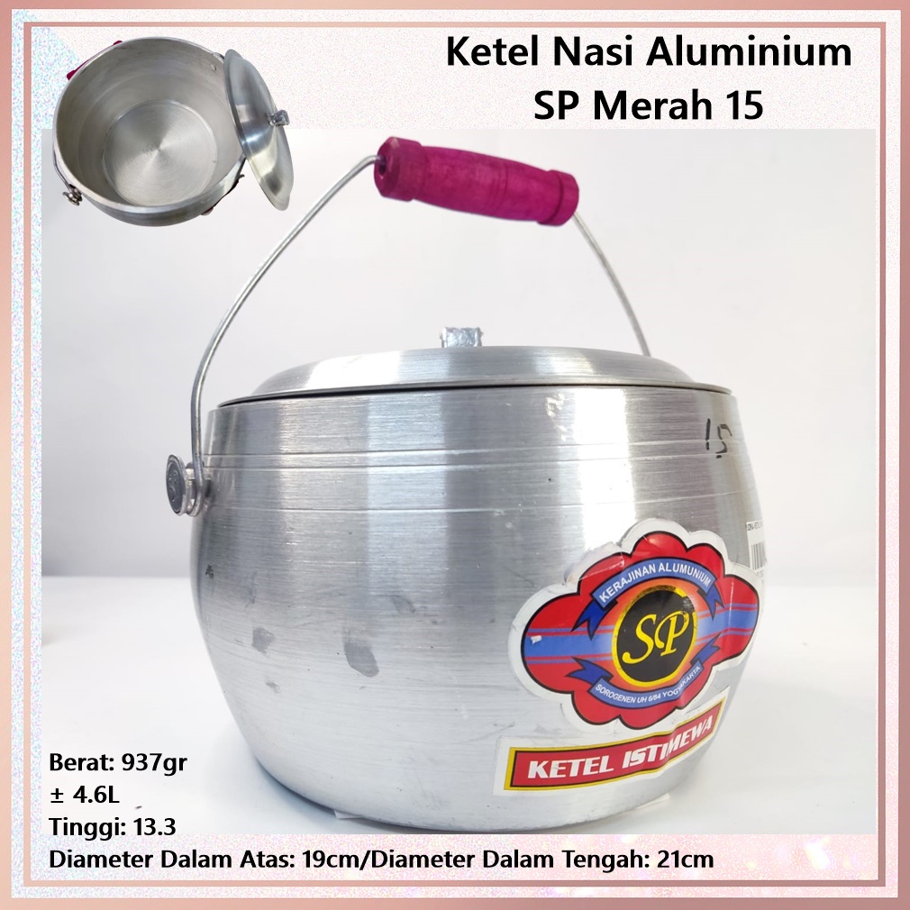 Ketel/Kastrol/Periuk Panci Nasi Liwet  Aluminium SP Merah 15 ± 4.6L