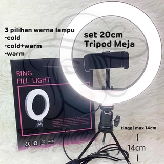 Jual PAKET RING LIGHT TRIPOD MEJA LED 16CM 20CM 26CM LAMPU MAKE UP VLOG LAMPU RINGLIGHT TIKTOK