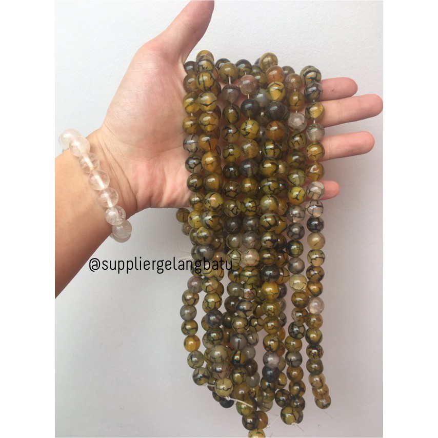 bahan yellow rhodolite dalmantion corak kuning 12mm kuning serat akik craft beads aksesoris fashion