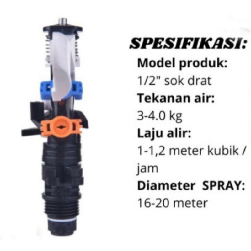 Sprinkler Putar 360 Derajat untuk Irigasi Taman Springkler Irigasi