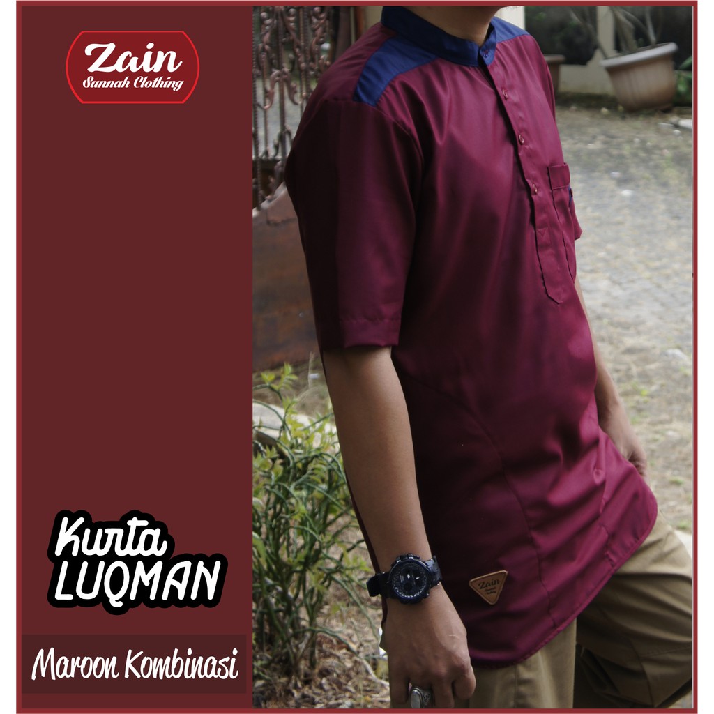 Kurta Luqman Kombinasi Zain Sunnah Clothing Kurta Lukman Pakistan Pria Muslim Toyobo Lengan Pendek