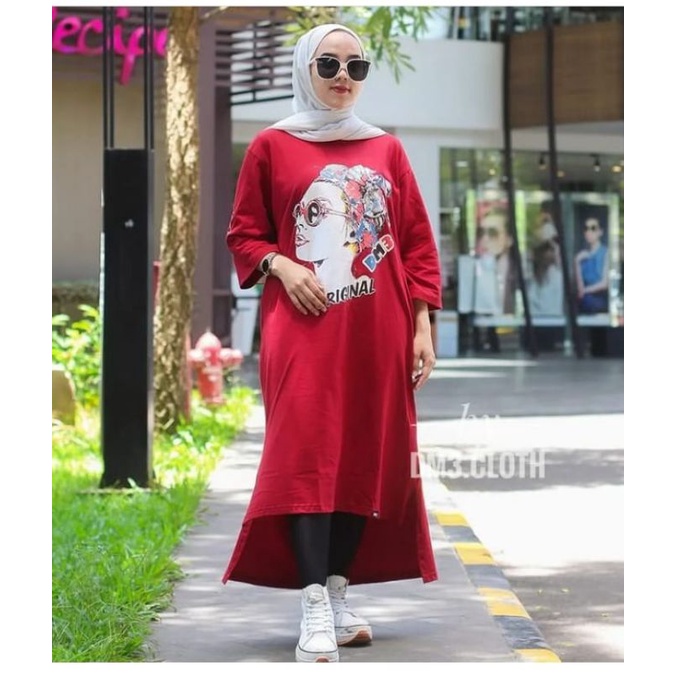 MIDI dress kaos cotton DM over size import premium