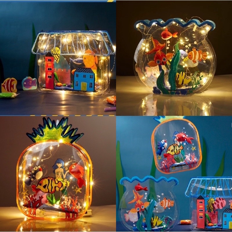 diy aquarium children art craft project diorama prakarya anak clay activity