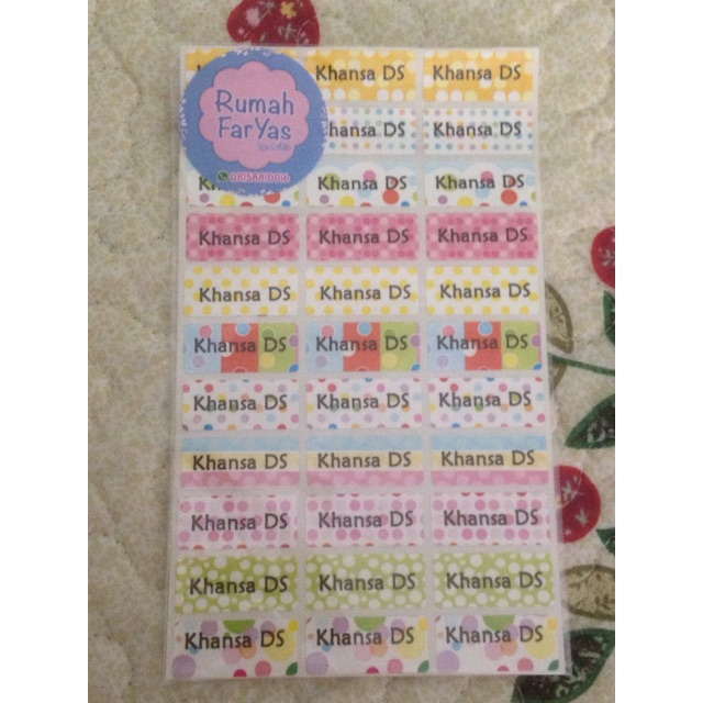 

LABEL NAMA WATERPROOF / LABEL NAMA WATERPROOF IMPORT / STICKER NAMA / STICKER NAMA POLKADOT