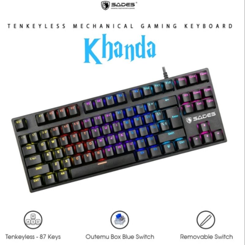 Sades keyboard gaming Mechanical TKL  Khanda / Removable Switch