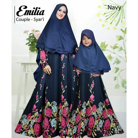 Brand Pink hitam biru navy merah marun gamis dress syari ibu anak couple qs