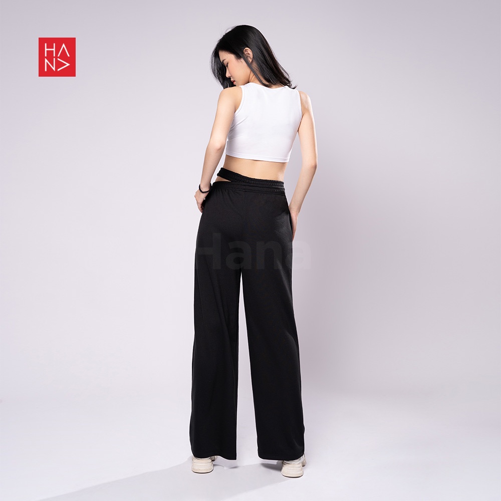 HanaFashion JKT - Sandra Slit Loose Pants Celana Panjang Bahan Terry Wanita Slim - LP035