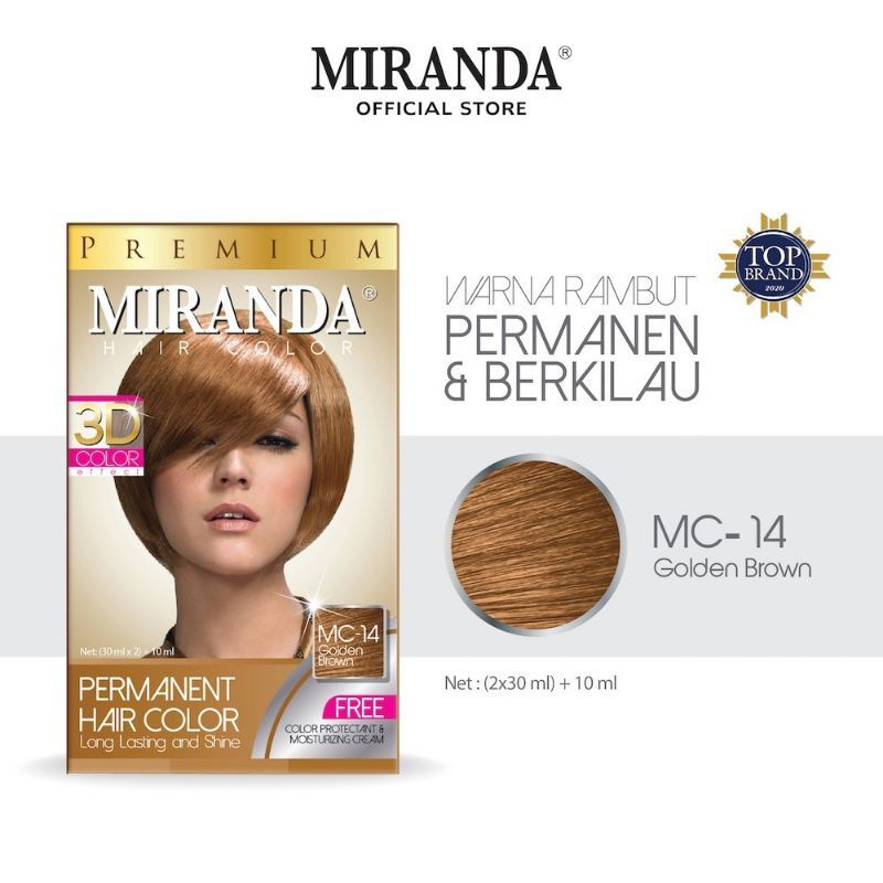 cat pewarna rambut coklat / Premium Miranda Hair Color Golden Brown 3D ( MC-14 )