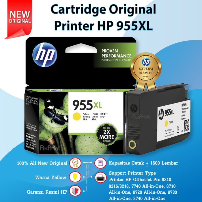 Cartridge Tinta HP 955XL 955 XL Original 7720 7730 7740 8210 8216 8710