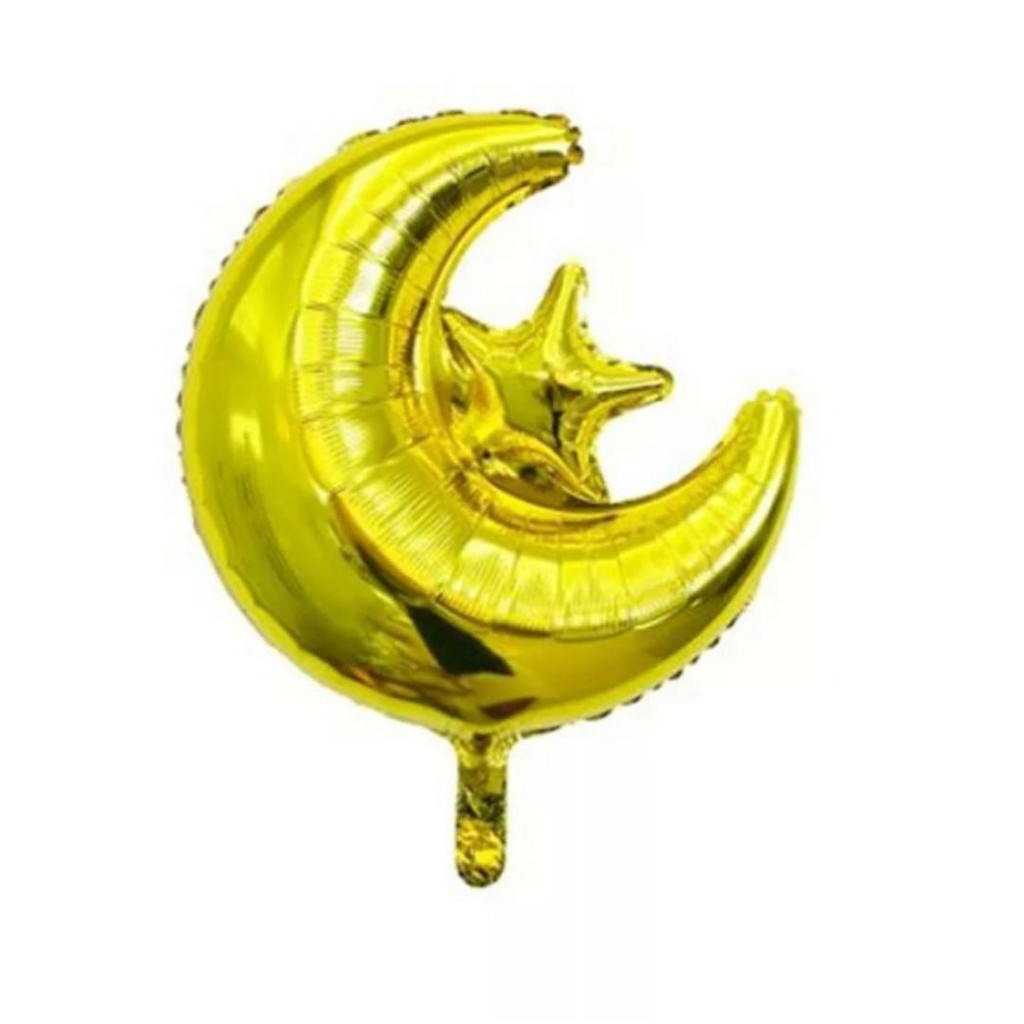 Balon Foil Star Moon / Bulan Bintang Idul Fitri Lebaran