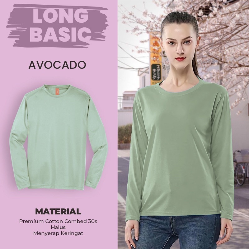 KAOS POLOS COTTON COMBED 30S LENGAN PANJANG-AVOCADO (PJG)