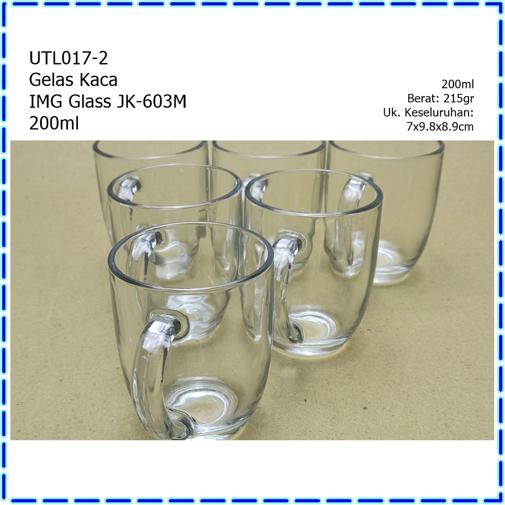 [1 pcs] UTL017-2 Gelas Kopi Kaca IMG Glass JK-603M 200ml