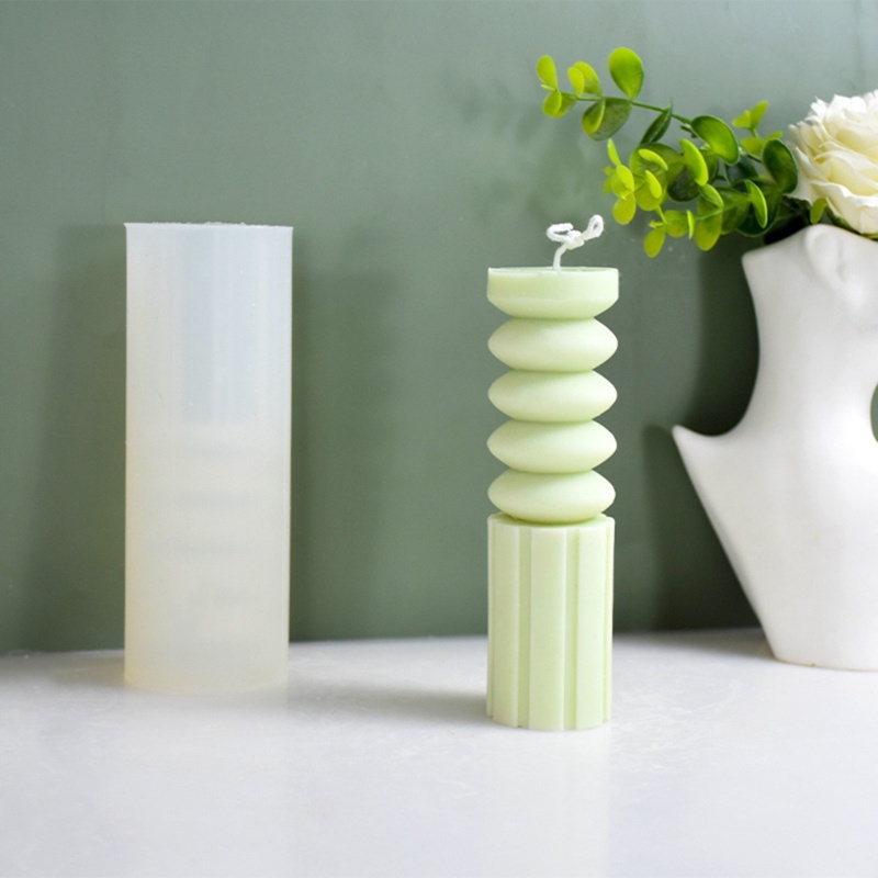 Cetakan Lilin / Sabun Bentuk Silinder Geometris Motif Garis Bahan Silikon