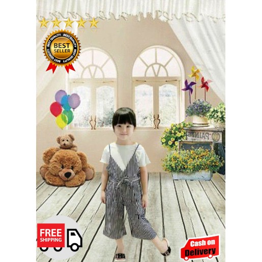 VISION ONLINE-SETELAN JUMPSUIT SALUR ANAK/ SETELAN ANAK PEREMPUAN 2 3 4 TAHUN MURAH KOREAN STYLE/COD