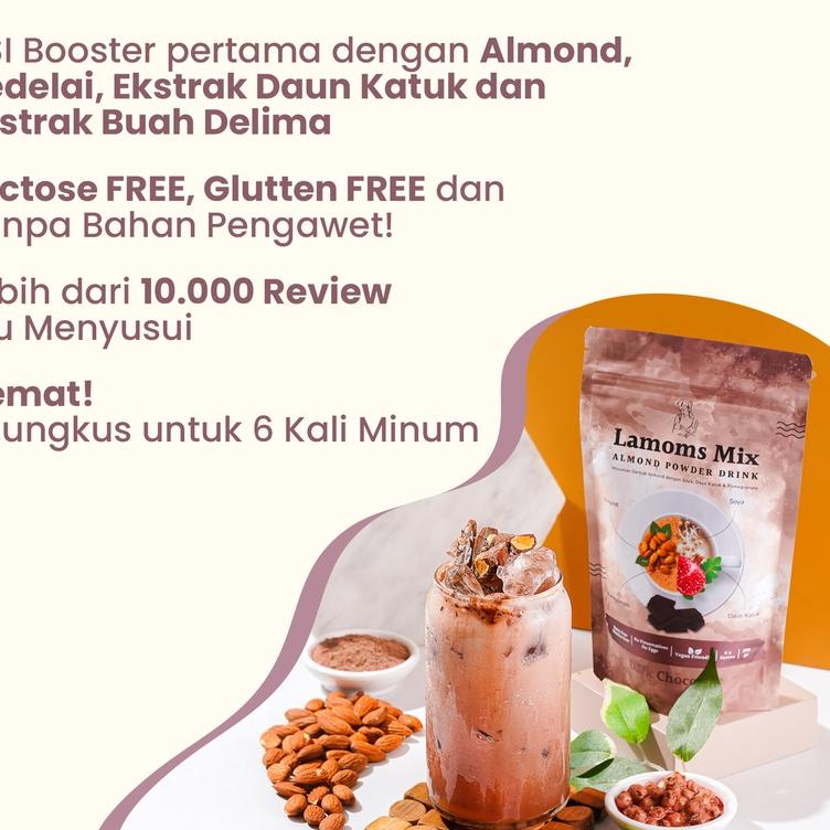❄ Susu Almond Pelancar ASI - 6x Minum - Almond & Soya & Katuk & Pomegranate - LAMOMS MIX ✶