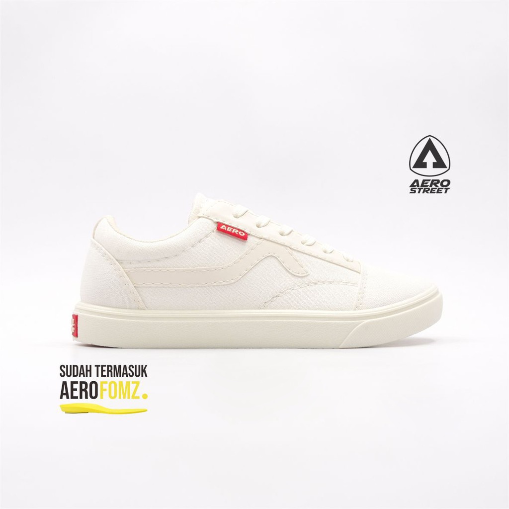 Aerostreet Sepatu Sneakers Kanvas Casual / Sepatu Kerja / Sepatu Aerostreet / Sepatu Putih - MASSIVE Low White - Size 37-43 - GRATIS AEROFOM