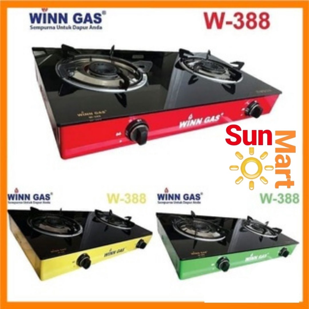 KOMPOR GAS 2 TUNGKU KACA WINN GAS W-388