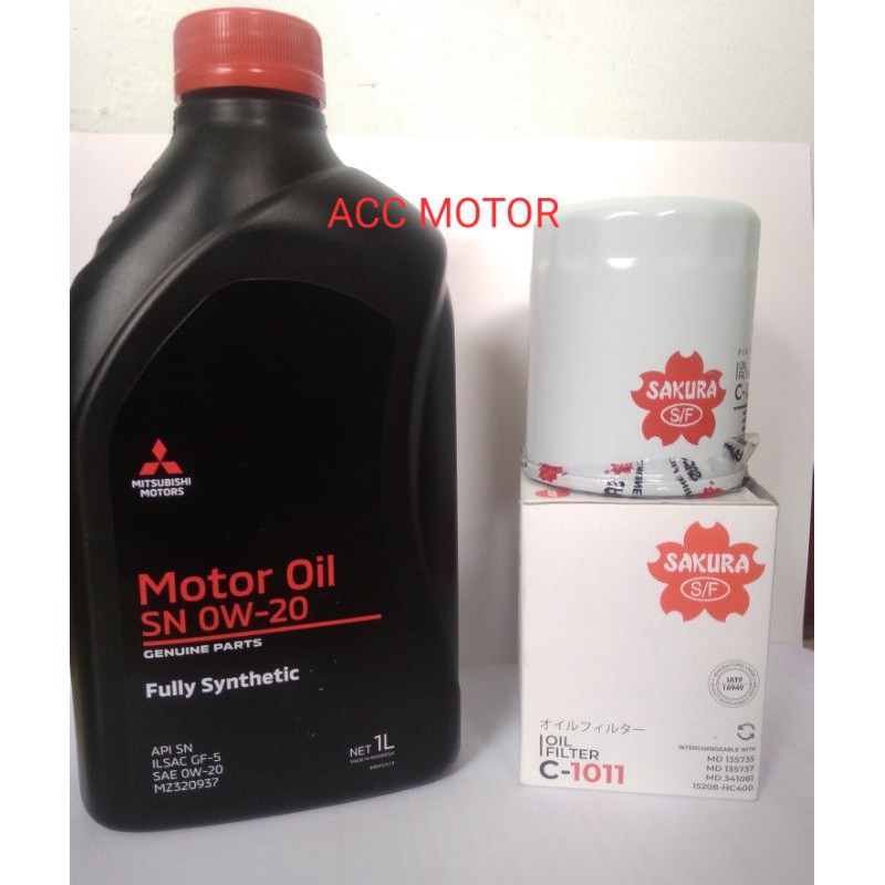 Oli Mesin Mobil 0W-20 Mitsubishi 4L dan Filter oli Xpander All new Livina Grandis Mirage Outlander