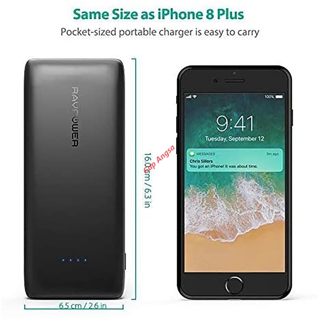 POWERBANK FAST CHARGING 22000mAh RAVPower QUICK CHARGE RAV POWER TYPE C MICRO USB DUAL INPUT